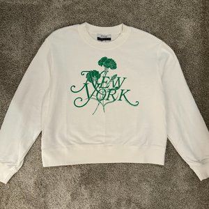 Derek Lam 10 Crosby NWOT Aubrey Crewneck Sweatshirt in White & Green Graphic